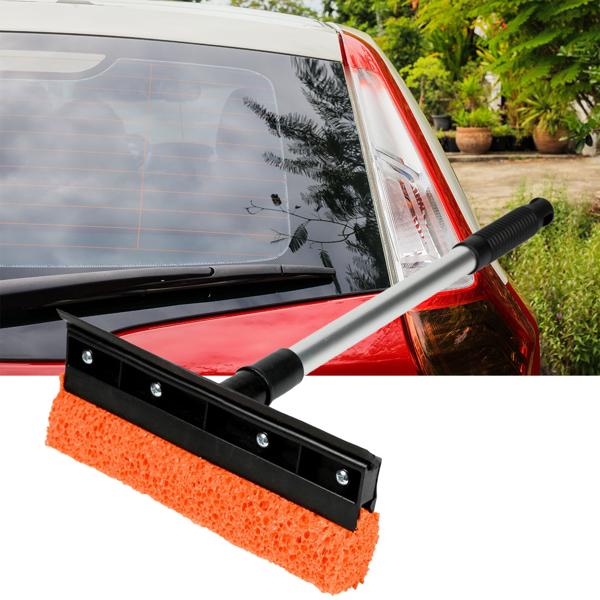 2-in-1 Fensterreiniger mit Schwamm und Abzieher - Streifenfreie Sauberkeit für Autofenster, Glastüren, Wohnungen - L 36 cm B 24 cm - Robustes Aluminium