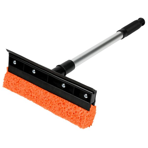 2-in-1 Fensterreiniger mit Schwamm und Abzieher - Streifenfreie Sauberkeit für Autofenster, Glastüren, Wohnungen - L 36 cm B 24 cm - Robustes Aluminium