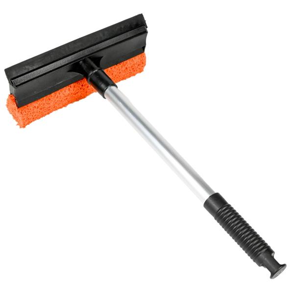 2-in-1 Fensterreiniger mit Schwamm und Abzieher - Streifenfreie Sauberkeit für Autofenster, Glastüren, Wohnungen - L 36 cm B 24 cm - Robustes Aluminium