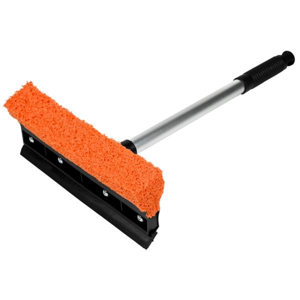 2-in-1 Fensterreiniger mit Schwamm und Abzieher - Streifenfreie Sauberkeit für Autofenster, Glastüren, Wohnungen - L 36 cm B 24 cm - Robustes Aluminium