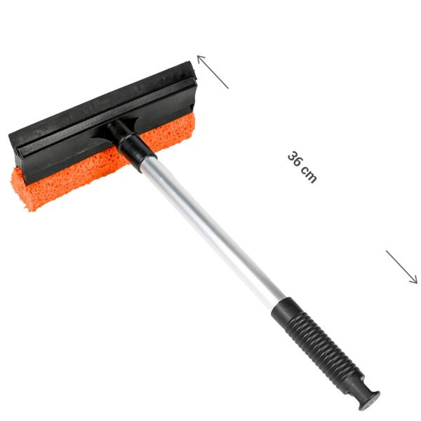 2-in-1 Fensterreiniger mit Schwamm und Abzieher - Streifenfreie Sauberkeit für Autofenster, Glastüren, Wohnungen - L 36 cm B 24 cm - Robustes Aluminium