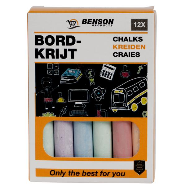 Tafelkreide 2er-Set - Weiss & Bunt mit Wischer - Ideal für Schultafeln & Zuhause - Für Kinder ab 4 Jahren - 8x1x1cm Kreiden