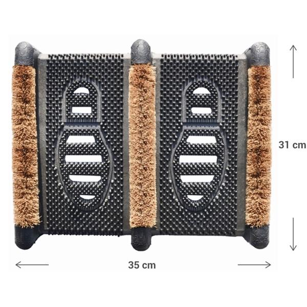 Kokos Schuhabtreter mit Bürsten & Gumminoppen: 35x31 cm - Extrem robust, für super saubere Schuhe & Eingangsbereich
