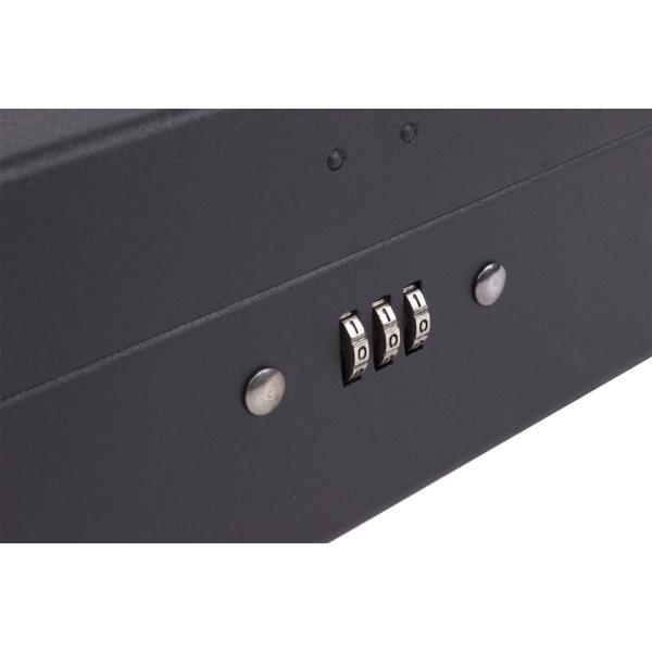 Geldkassette mit 3-stelligem Kombi-Zahlenschloss - Sichere Aufbewahrung Bargeld Dokumente Wertsachen - Herausnehmbares Fach - 25x18x9cm Schwarz