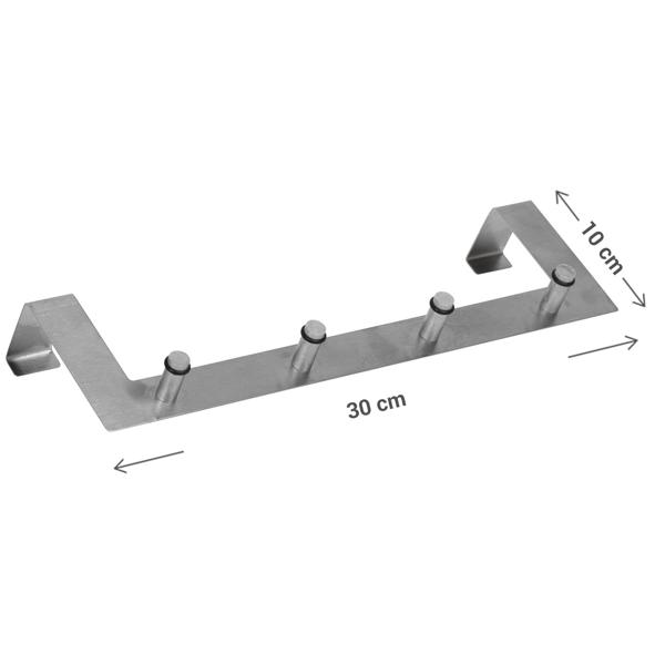 Türgarderobe mit 4 Haken - einfache Befestigung über Türen bis 40 mm - schafft Ordnung & Platz - hochwertiger Edelstahl - ideal für Bad, Schlafzimmer