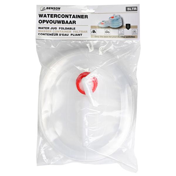Wasserbehälter 5 Liter faltbar - Ideal für Reisen, Camping & Outdoor - Robuster Trinkwasser-Container mit Wasserhahn - Transparent, hygienisch & platzsparend