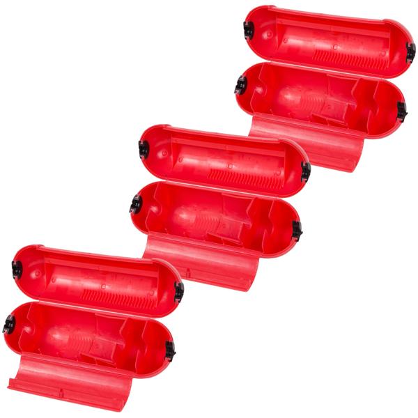 3er-Set Schutzkapsel für Stromstecker - Robuste wetterfeste Schuko Steckerbox für sichere Stromverbindungen - Spritzfest - Rot