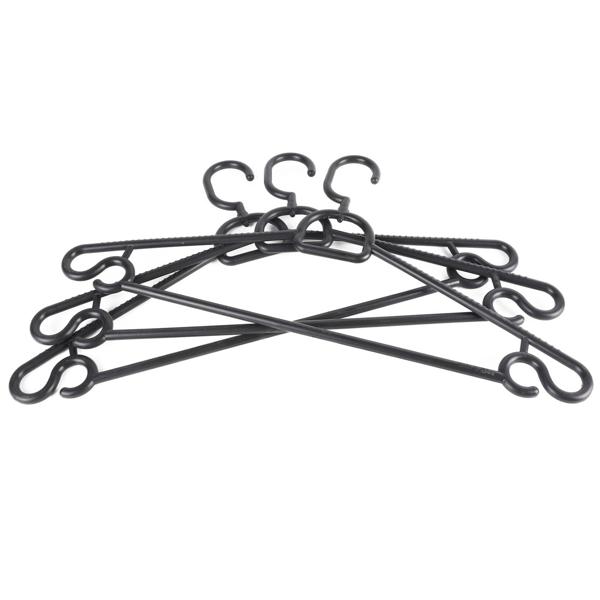 Kleiderbügel 6-tlg. schwarz - Stabil & biegefest - optimale Ordnung im Kleiderschrank - mit Anti-Rutsch Noppen - Hosen-/Rockstange & Haken