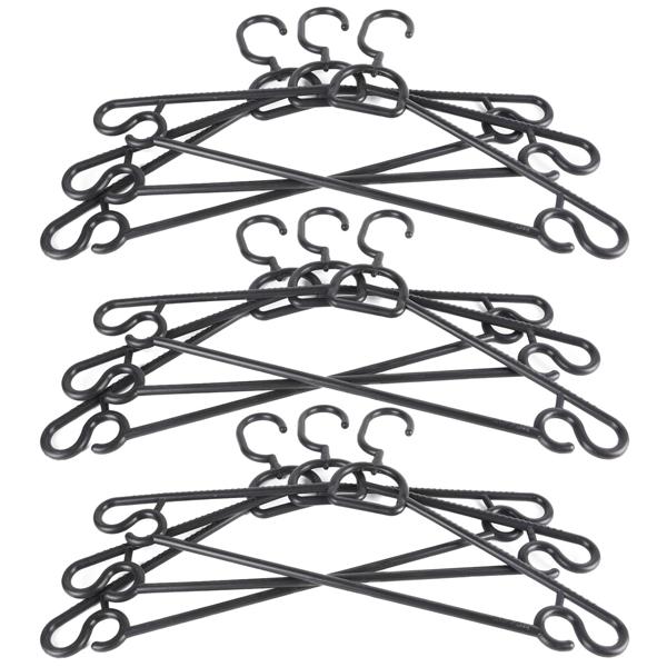 Kleiderbügel 9-tlg. schwarz - Platzsparende Organisation im Kleiderschrank - Rutschfeste Noppen, Seitenhaken & Hosenstange - Langlebiger Kunststoff