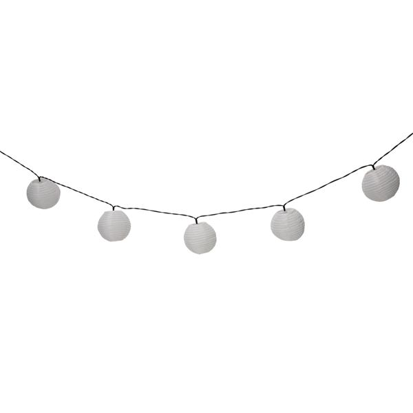 LED Lampion Lichterkette, Solar, warmweiss, 20 weisse Lampions, 3,8m, IP44, effektvolle Solarlichterkette für Balkon, Terrasse, Garten, Bäume u.v.m