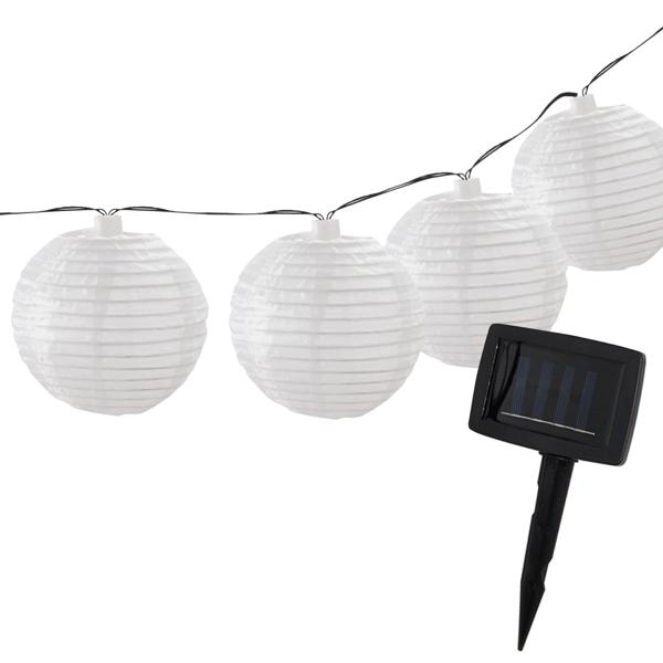 LED Lampion Lichterkette, Solar, warmweiss, 20 weisse Lampions, 3,8m, IP44, effektvolle Solarlichterkette für Balkon, Terrasse, Garten, Bäume u.v.m