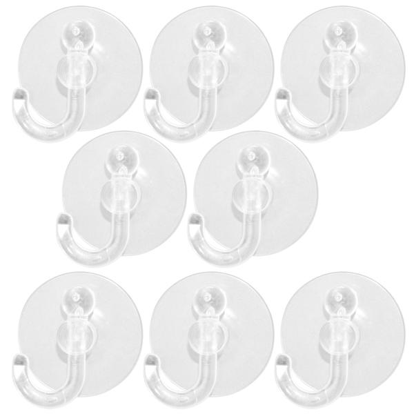 Saugnapf-Haken 8er-Set - mühelose Montage ohne Bohren für Bad Küche WC - Ø 3,5 cm - transparentes Design - ideal für Handtücher & Lichterketten an Glas