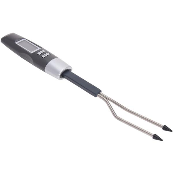 Fleischthermometer Gabel LCD Anzeige - Präzise Temperaturmessung 1-100°C für Braten & Steaks - Edelstahl Zinken - 34.2x3.8cm - Inkl. 2 AAA Batterien