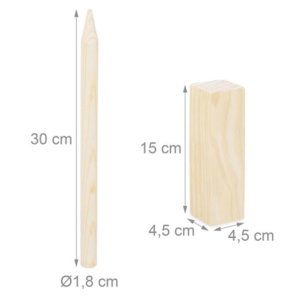 Wikingerspiel Kubb aus Vollholz - Outdoor-Spass für 2-12 Personen im Garten & Park - inkl. rotem König & praktischer Netztasche - fördert Teamgeist