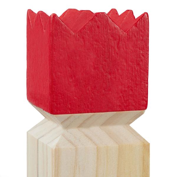Wikingerspiel Kubb aus Vollholz - Outdoor-Spass für 2-12 Personen im Garten & Park - inkl. rotem König & praktischer Netztasche - fördert Teamgeist