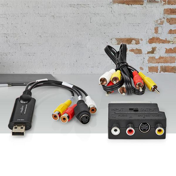 USB Audio- & Video-Grabber zum Digitalisieren analoger Videoquellen, einfach zu bedienen, kompatibel mit VHS, Camcorder & mehr, inkl. Software
