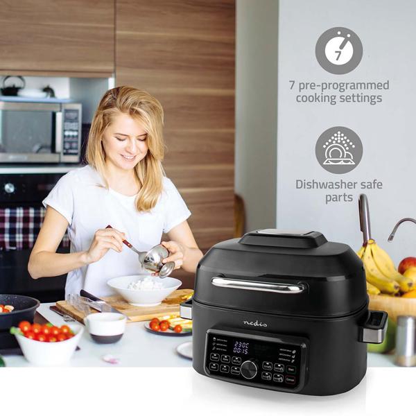 XL Digitaler Heissluft-Fritteusegrill, 120 °C bis 265 °C , 6 l, Timer, Air Fryer, 1660 W, mit Grillfunktion und 7 vorprogrammierte Kocheinstellungen