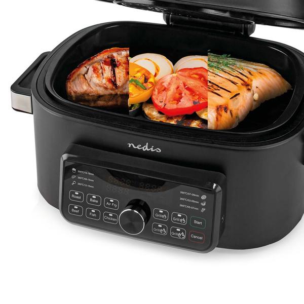 XL Digitaler Heissluft-Fritteusegrill, 120 °C bis 265 °C , 6 l, Timer, Air Fryer, 1660 W, mit Grillfunktion und 7 vorprogrammierte Kocheinstellungen