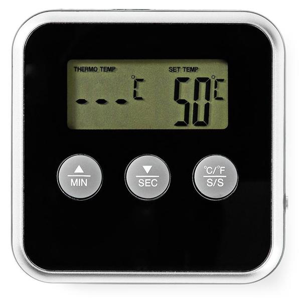 Präzises digitales Fleisch-, Braten- & Ofenthermometer, bis +250 °C, Fühler aus rostfreiem Edelstahl, Timer für BBQ, Grill, Smoker, Backofen