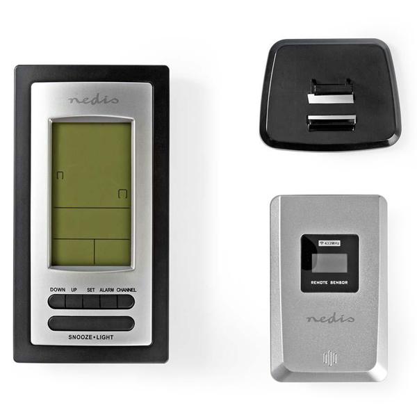 Drahtlose Wetterstation mit Aussensensor - Innen/Aussen Temperaturanzeige & Wettervorhersage - Digital Display, Wecker, 433 MHz, 20m Reichweite
