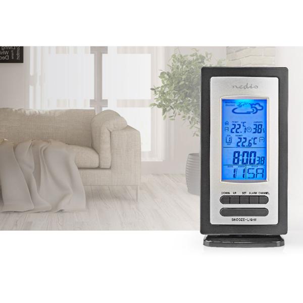 Drahtlose Wetterstation mit Aussensensor - Innen/Aussen Temperaturanzeige & Wettervorhersage - Digital Display, Wecker, 433 MHz, 20m Reichweite