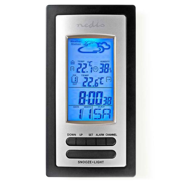 Drahtlose Wetterstation mit Aussensensor - Innen/Aussen Temperaturanzeige & Wettervorhersage - Digital Display, Wecker, 433 MHz, 20m Reichweite