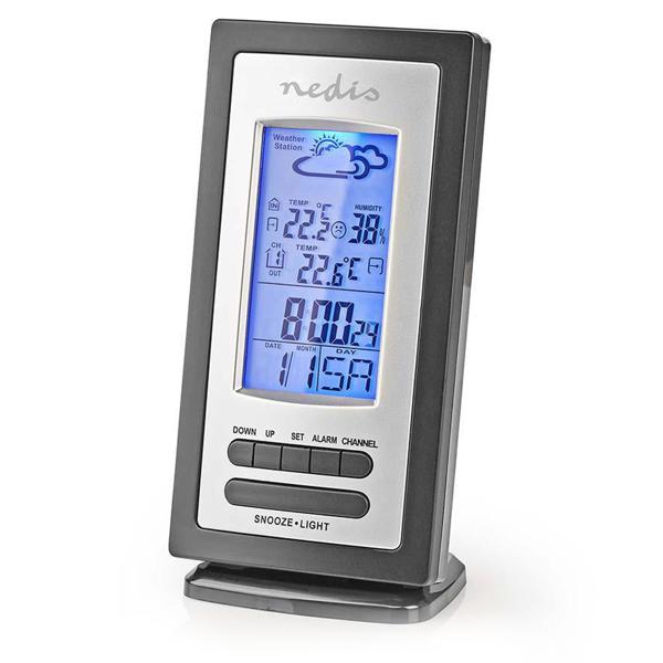 Drahtlose Wetterstation mit Aussensensor - Innen/Aussen Temperaturanzeige & Wettervorhersage - Digital Display, Wecker, 433 MHz, 20m Reichweite