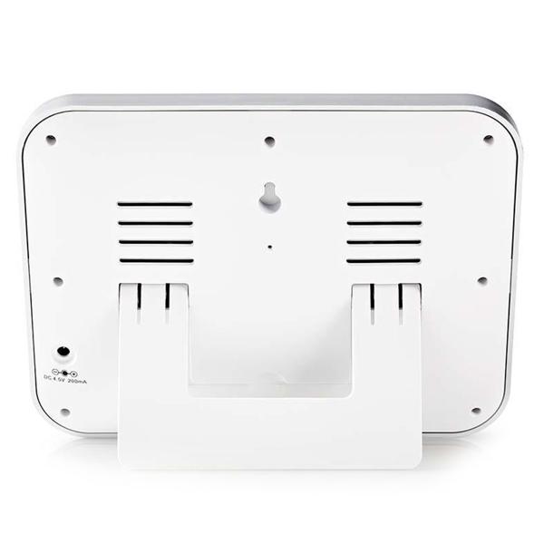 Drahtlose Wetterstation - Farb-LCD Display, Aussensensor - Präzise Wetterdaten, Luftfeuchtigkeit, Prognosen - Wecker & Schlummerfunktion - Silber-Weiss