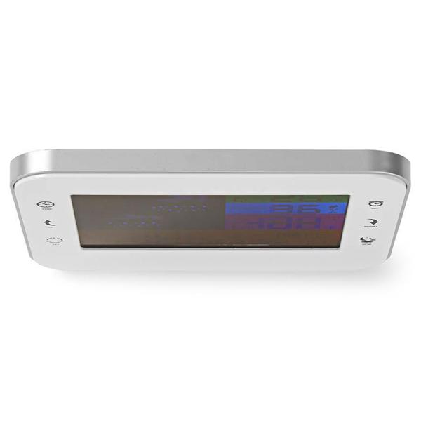 Drahtlose Wetterstation - Farb-LCD Display, Aussensensor - Präzise Wetterdaten, Luftfeuchtigkeit, Prognosen - Wecker & Schlummerfunktion - Silber-Weiss