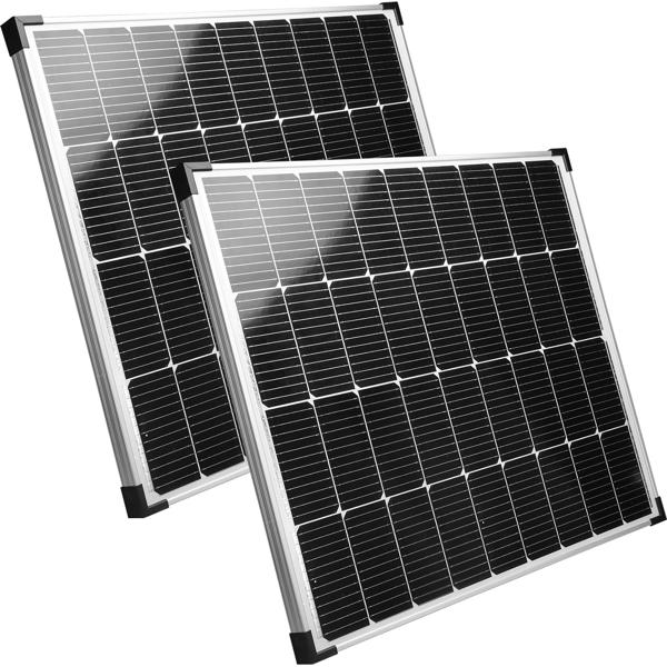 2er-Set Starkes Solarpanel monokristallin, 110 Watt, 20,5V, Solarmodul für 12/24V Batterien, Solargeneratoren, IP65, für Wohnmobil, Camping, Gartenhaus, Boot