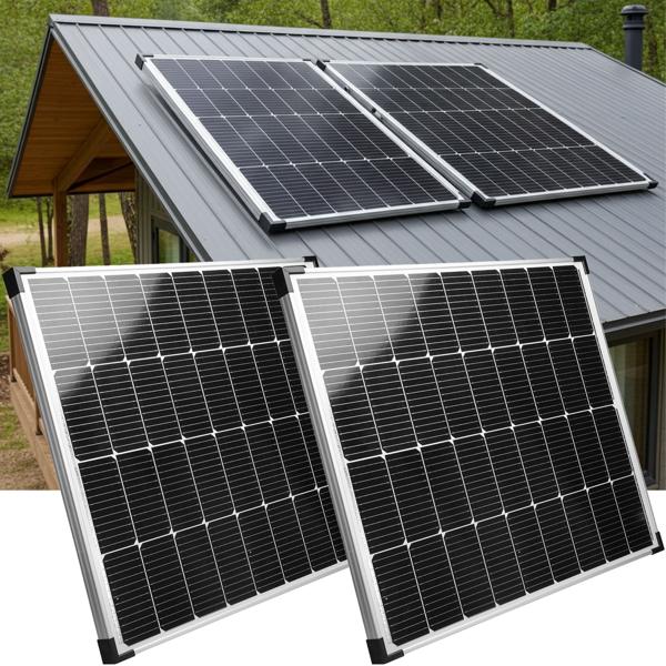 2er-Set Starkes Solarpanel monokristallin, 110 Watt, 20,5V, Solarmodul für 12/24V Batterien, Solargeneratoren, IP65, für Wohnmobil, Camping, Gartenhaus, Boot