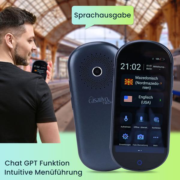 Revolutionärer Echtzeit-Übersetzer im 2er Set: 137 Sprachen, Sofort-Übersetzung, Text- & Sprachfunktion, Währungsrechner, grosses Display, schwarzes Design