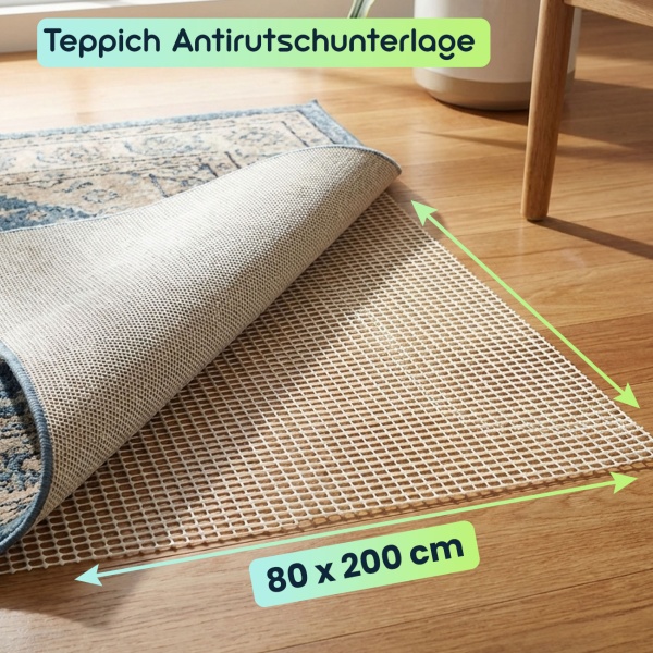 2er-Set Teppich Antirutschunterlage, Antirutschmatte zuschneidbar, 80 x 200 cm, Rutsch Stop für Teppiche, Schubladen, Kofferraum, creme-weiss