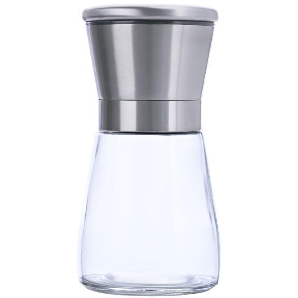 2er-Set Salz-/Pfeffermühle: Glas & Edelstahl, Keramik-Mahlwerk - 160ml, Ø 13,2cm - Mahlgrad stufenlos einstellbar - für maximales Aroma