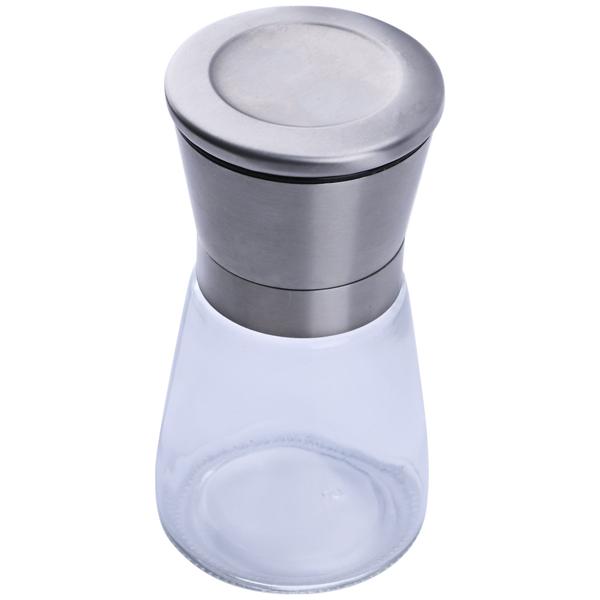 2er-Set Salz-/Pfeffermühle: Glas & Edelstahl, Keramik-Mahlwerk - 160ml, Ø 13,2cm - Mahlgrad stufenlos einstellbar - für maximales Aroma