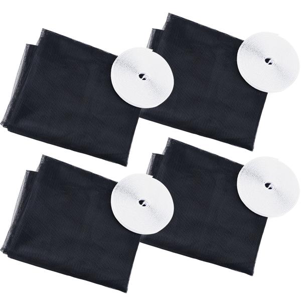 4er-Set Fliegengitter für Fenster bis 130 x 150 cm, Fliegennetz individuell anpassbar inkl. 6m Klettband - Mückenschutz ohne Bohren
