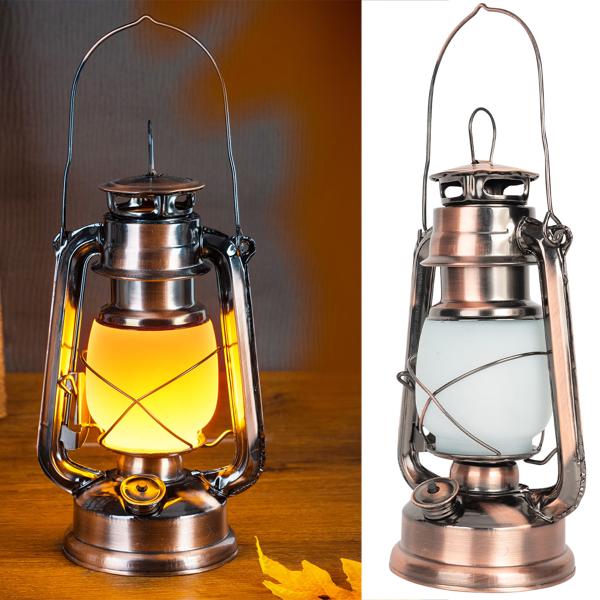 2er-Set Retro-LED-Sturmlaterne (Bronze, 25cm) mit realistischer Flammenoptik – Klassische Laterne mit modernster LED-Technik, batteriebetrieben