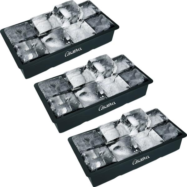 3er-Set XXL Silikon Eiswürfelform (8 Fächer, 5x5cm): Grosse Eiswürfel, 1 Liter Füllmenge – BPA-freie, langlebige & wiederverwendbare Eiswürfelform