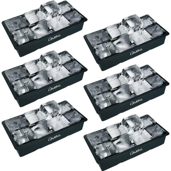 6er-Set XXL Silikon Eiswürfelform (8 Fächer, 5x5cm): Grosse Eiswürfel, 1 Liter Füllmenge – BPA-freie, langlebige & wiederverwendbare Eiswürfelform