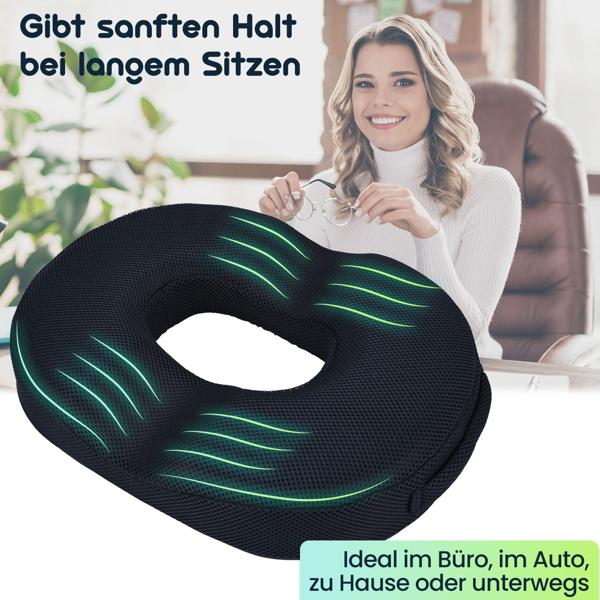 2er Ergonomischer Gel Sitzring aus Gel-Schaum, Komfort Sitzpolster entlastet Becken, Rücken und Steissbein, für den Bürostuhl oder auch im Auto