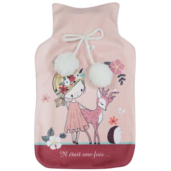 Wärmflasche mit buntem Bambi-Bezug - Ideal für Bett & Couch - Lindert Schmerzen - 21x34cm - Fleece/PVC - Kühlt im Sommer - BS 1970:2012 Standard