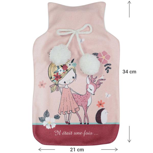 Wärmflasche mit buntem Bambi-Bezug - Ideal für Bett & Couch - Lindert Schmerzen - 21x34cm - Fleece/PVC - Kühlt im Sommer - BS 1970:2012 Standard