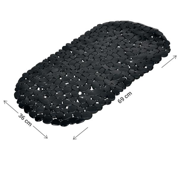 Badewannenmatte elegant Schwarz Kieselsteinoptik - Rutschfeste Duschmatte für sicheren Halt & Komfort - PVC 36x69 cm - Langlebig & Modern