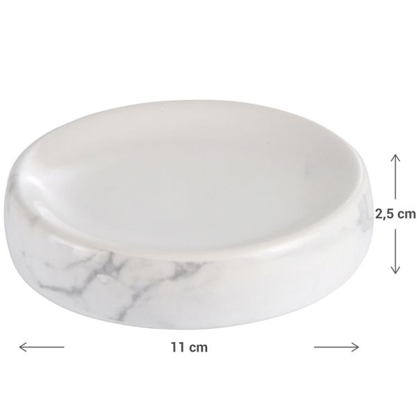 Seifenschale Keramik mit Marmor-Look - Stilvoller Seifenhalter für Badezimmer, Küche & Gäste-WC - Robust, langlebig, 11x2,5 cm