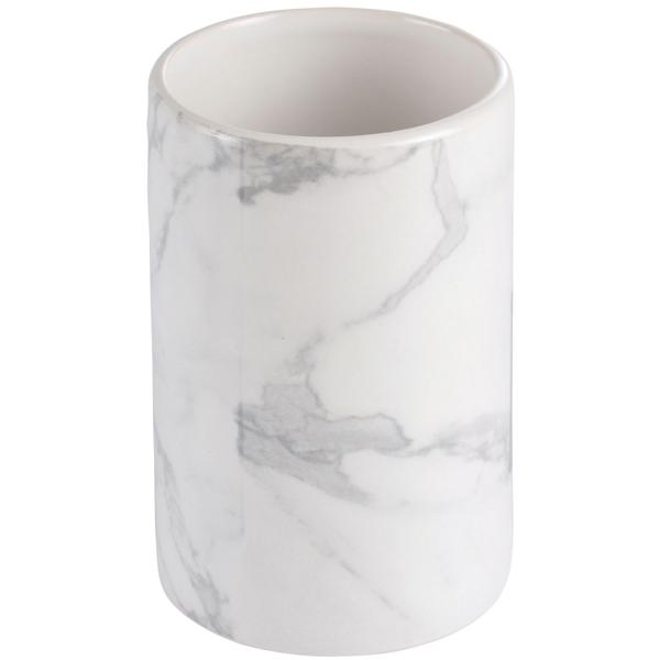 Keramikbecher Marmor-Look - Stilvolles Design für Badezimmer & Wohnung - Zahnputzbecher, Make-Up-Halter, Stiftehalter - Hochwertige Keramik 11x7.2 cm