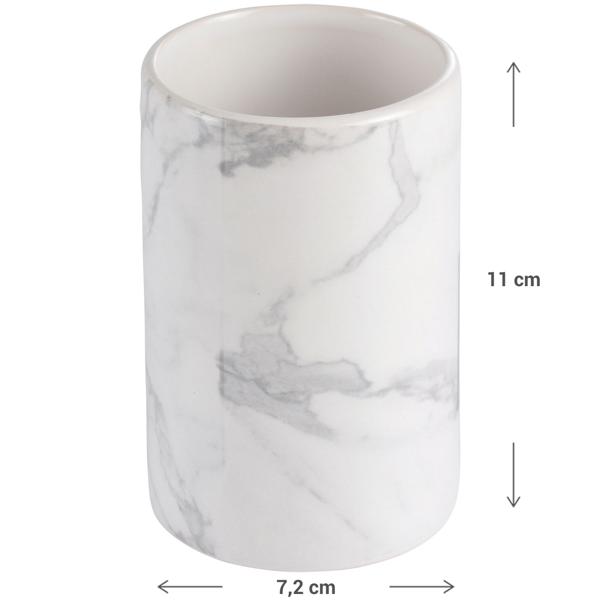 Keramikbecher Marmor-Look - Stilvolles Design für Badezimmer & Wohnung - Zahnputzbecher, Make-Up-Halter, Stiftehalter - Hochwertige Keramik 11x7.2 cm