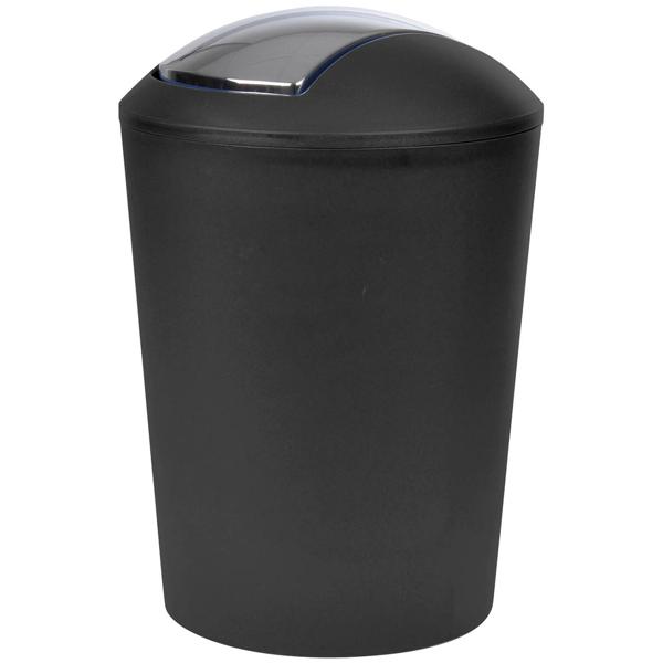 Abfalleimer mit Schwingdeckel, schwarz/grau, Mülleimer, 5,6 L