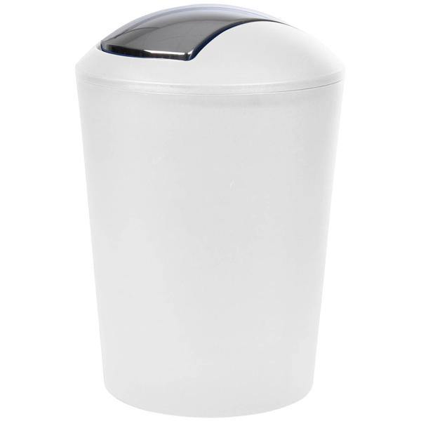 Abfalleimer mit Schwingdeckel – 5,6 L Mülleimer für Bad, Küche & Werkstatt – Weisser Kosmetikeimer aus Kunststoff – Modern & Hygienisch