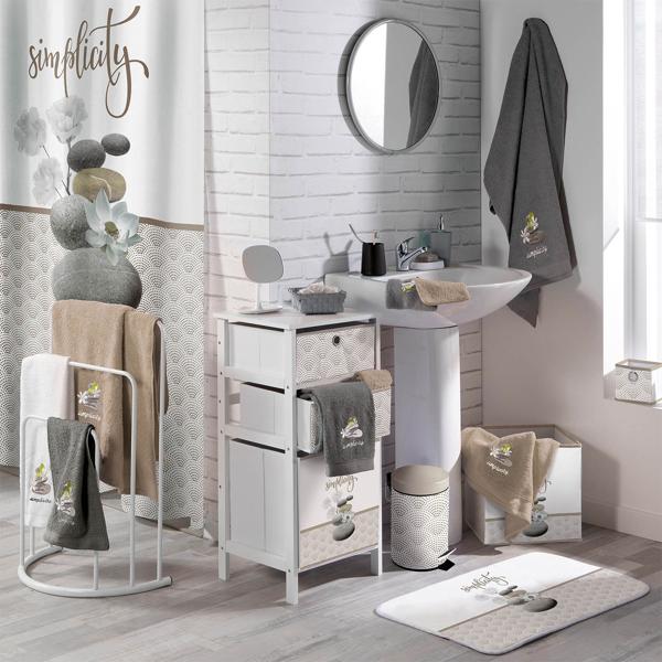 Treteimer 3L Beige - Hygienische Abfallentsorgung für Bad & WC mit Fusspedal - Robuster Edelstahl-Kosmetikeimer für Homeoffice mit Muster