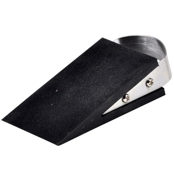 Türstopper mit Edelstahlgriff - Keil für Türen zum Durchlüften & Offenhalten - Robust, rutschfest & für alle Böden - Kunststoff, schwarz, silber, 12,5 cm
